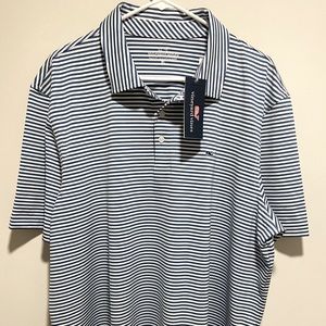 Vineyard Vines short sleeve performance polo size XL. Navy and White stripe.